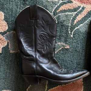 Justin Boots Black Leather Heeled Boots